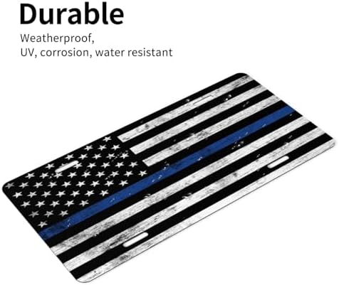 Thin Blue Line American Flag Front License Plate 6" * 12" for Women