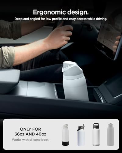 Spigen Center Console Organizer [with Cup Holder & Sunglass Holder] for Tesla Model Y Juniper & Model Y L (Premium & Performance 2026/2025), Cup Holder Expander for 32oz 40oz Owala, Hydro Flask, Yeti