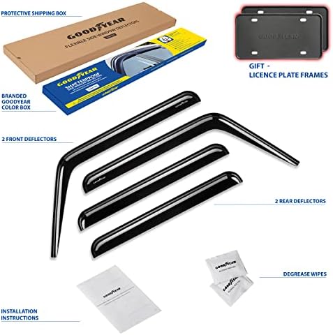 Goodyear Shatterproof Window Deflectors for Jeep Wrangler JK 2007-2018, Tape-on Rain Guards, Window Visors, Vent Deflector Visor, Car Accessories, 4 pcs. - GY008943