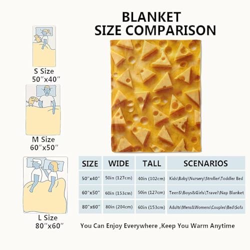 Cheese Slice Blanket Fun and Whimsical Throw Blankets,Birthday Gifts for Kids Girls Women,Lightweight Soft Fleece,Sweet Food Lovers,Sofa Couch Bed Room Modern Decor 50x60in - Image 3