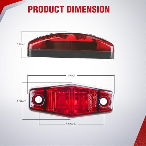 Nilight 2.5" Oval Side Marker Light,4 Amber & 4 Red, 2LED Waterproof
