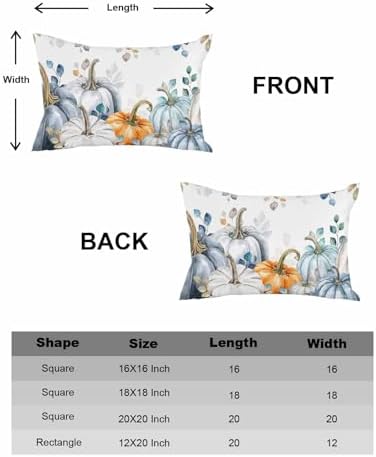 Blue Orange Pumpkins Fall Pillow Covers 12x20 Inch Set of 2, Thanksgiving Decorations Leaves Outdoor Throw Pillow Covers, Autumn Holiday Square Pillowcases for Patio Sofa Couch Bedroom Decorative - Image 6