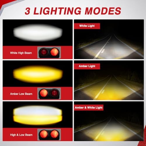 Nilight 7/8" Handlebar LED Light Pods 3 Inch White Amber Dual Color