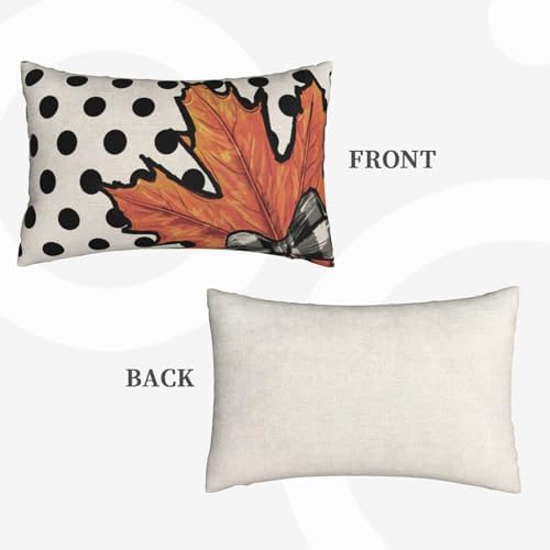 Fall Pillow Covers 12x20 Set of 2 Pumpkin Maple Leaves and Polka Dot Fall Decor Pillowcase Autumn Thanksgiving Decorative Outdoor Throw Pillow Covers Linen Farmhouse Cushion Case for Sofa Home - Image 6