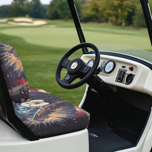 Yewatlles Bright Fly Eagle Golf Cart Front Seat Covers Fit for Club Car Seat Cushion Waterproof Breathable Comfortable Replacement Seat Cover Anti-Scratch Golf Installation