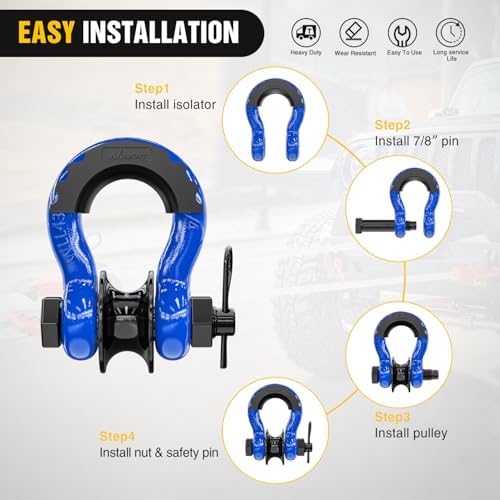 Nilight 3/4" D-Ring Shackle with Snatch Block, Heavy Duty Recovery Set