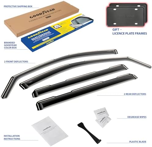 Goodyear Shatterproof in-Channel Window Deflectors for Chevy Silverado/Sierra 2500HD/3500HD 2020-2026 Crew Cab, Rain Guards, Window Visors for Cars, Vent Deflector, Car Accessories, 4 pcs - GY009019