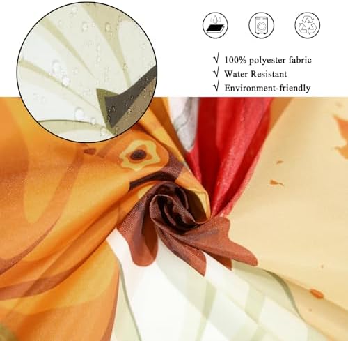 Thanksgiving Turkey Shower Curtain, Fall Autumn Harvest Pumpkins Sunflower Red Truck Maple Trees Thanksgiving Day Bathroom Curtain Waterproof Fabric Machine Washable with Hooks, 60" Wx72 L - Image 4