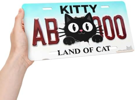 Cute Black Cat Front License Plate Car Decorative License Plates