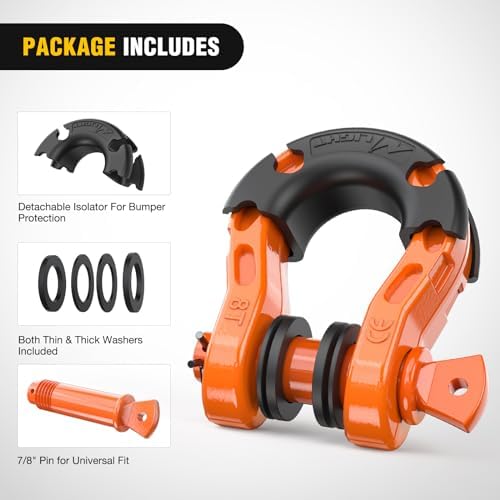 Nilight Mega D-Ring Shackles, 3/4" Heavy Duty Recovery Tow Shackle