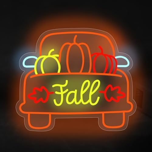 Thanksgiving Pumpkin Carriage Neon Sign Fall Truck LED Light by DMDMBSR