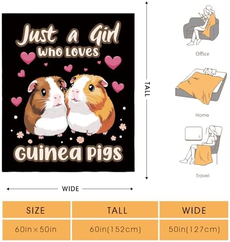 Guinea Pigs Blanket Gifts for Women Kids Girls Boys Men Mom Wife Female Friends Birthday Christmas Halloween Easter Gift Decor Soft Plush Throw Blanket Black 60"x80" - Image 2