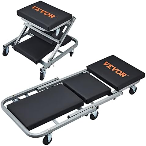 VEVOR Mechanic Creeper, Garage Gift, 36" Z Creeper Seat, 2 in 1 Mechanic Gifts, 300 lbs Capacity, Low Profile Creeper with 6 pcs Wheels in Garage/Shop for Fathers Day Tool Gift by VEVOR