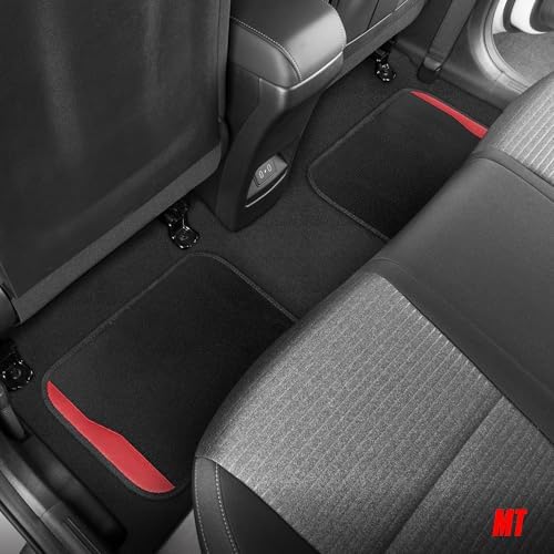 Motor Trend SpeedSeries Carpet Car Floor Mats Set - Versatile Fit for Cars, Trucks, SUVs, Vans Red Trim Racing Design Car Mat Full Set Tapetes para Carro - Set of 4, Black & Red Car Carpet Mats