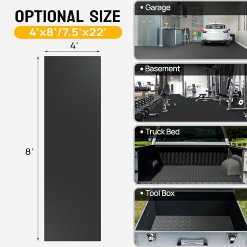 TUFFIOM 7.5x22 FT Garage Floor Mat, Thickened Diamond Plate PVC Garage Mats Flooring Roll for Under Car, Garage Parking Mats for Floor Large SUVs, MPV, Pickup Truck, RV - Image 5