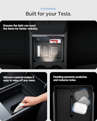 Spigen Console & Armrest Organizers for Tesla Model Y Juniper, 3 Highland