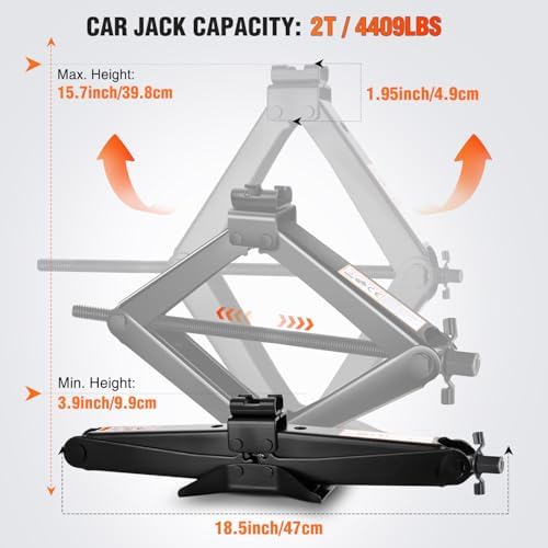 Nilight Scissor Jack for Car 2 Ton 4409 lb Lift Jack w Ratchet & Lug Wrench - Image 2