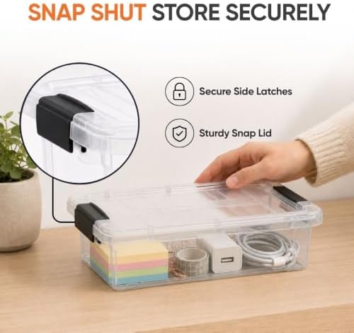 Superio 0.7 Quart Mini Clear Plastic Storage Container with Lid, Stackable Small Organizer Box for Crayons, Art Supplies, Beads, Sewing, Stationery & Food Storage, 12 Pack - Image 6