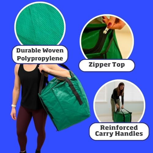 DURASACK 22-Gallon Zipper Top Heavy Duty Storage Tote Bags, Single, Green - Image 5
