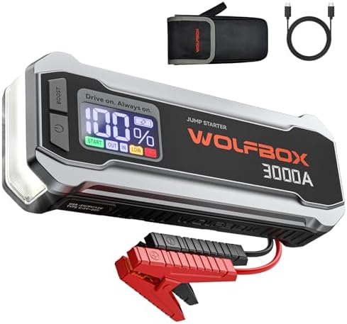 WOLFBOX 3000A Jump Starter Power Pack, 8L Petrol / 6L Diesel, MV16 by WOLFBOX