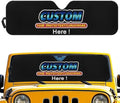 Renewold Custom Personalized Windshield Sun Shade, Add Your Own Photo Foldable Car Front Window Sunshade, Suitable for Jeep Wrangler Gladiator, Customized Sun Visor Block UV Rays Keeps Vehicle Cool