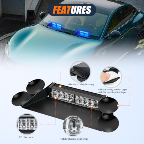 Nilight 16LED Blue Dash Strobe Light Cigarette Lighter Plug