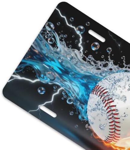 Water Fire Baseball Front License Plate 6" * 12" for Women