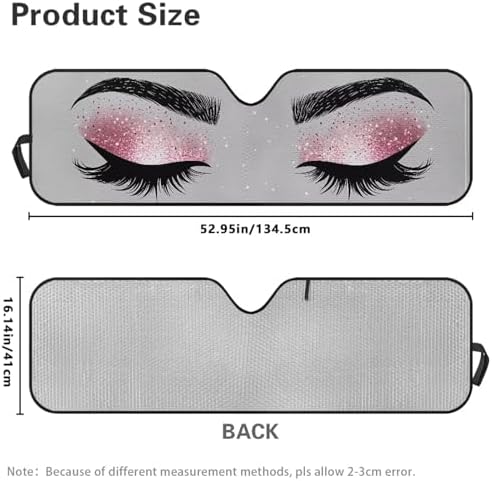 Renewold Eyelash Car Windshield Sunshade Car Front Window Sun Shade for Jeep Wrangler JK JKU JL JLU 1997-2023 2 & 4 Door Jeep Gladiator Auto Sun Blocker Visor Shield Decor Cover Keep Vehicle Cool