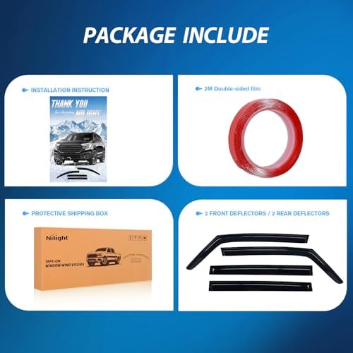 Nilight Tape-On Rain Guards for Jeep Renegade 2015-2024, 4PCS