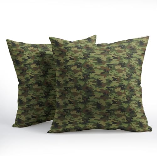 Sweetshow Military Camouflage Pillow Covers Set of 2 Linen 20x20 Inches - Image 2