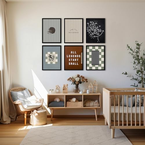 Vintage Football Nursery Wall Art Boys Room Sports Canvas Wall Decor Vintage Football Pictures Prints Boy Sports Posters Nursery Artwork Painting for Kids Toddler Bedroom 8x10 Inch Unframed Set of 6 - Image 6