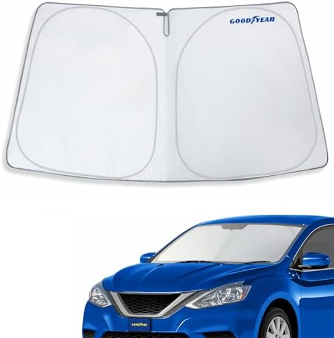 Goodyear Foldable Windshield Sunshade for Nissan Sentra 2013-2019, Car Accessories, Sunshade Cover, Sun Shade Car Windshield, Window Sun Blocker - GY008278