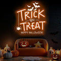 Trick Or Treat Neon Sign, Halloween Neon Light Sign with Bat, 13.8"x13" by DMDMBSR
