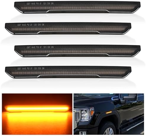 Nilight Fender Side Marker Light Smoke Lens Fits 2020-2024 GMC Sierra