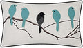 JWH Birds Accent Pillow Case, Teal Blue with Gray Plaid, 14 x 24 Inch by JinwenHome