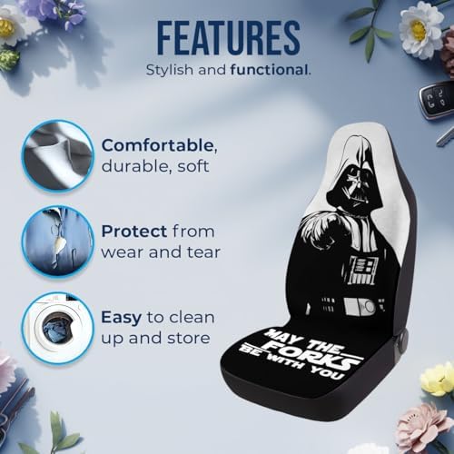 GENANY Dark Space Figure Car Seat Covers, 2-Piece Front Seat Set