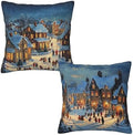 Blue Happy Winter Throw Pillow Covers 18x18 inch Set of 2 Christmas Pillow Case Cushion Cover for Home Sofa Couch Living Room Car Decor by Mshutbna