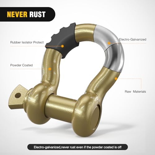 Nilight 2 PCS 3/4" D-Ring Shackle with 7/8" Screw Pin | 41,887lbs Break Strength Heavy Duty Off Road Recovery Shackle with Isolators Washers for Tow Strap,Winch,Off-Road Truck