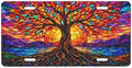 Stained Glass Tree of Life3 License Plate - 6x12 Inch Aluminum Novelty Decorative Vanity Metal Front Car Plate for Women Men by Unknown