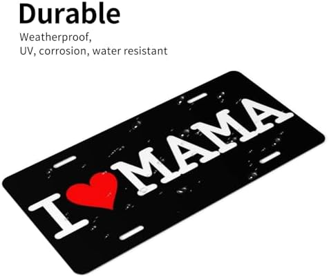 I Love Mama Red Heart Aluminum License Plate