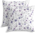 KiuLoam Spring Purple Floral Pillow Covers 20x20 Inch Set of 2, Grey Purple Flower Leaf Rustic Decorative Throw Pillows, Farmhouse Outdoor Square Cushion Cases for Sofa Couch Bed Home Decor by KiuLoam
