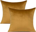 VAKADO 16x16 Christmas Gold Decor Brown Golden Velvet Throw Pillow Covers Xmas Decorative Cushion Cases Home for Couch Patio Sofa Bedroom Car Set of 2 by VAKADO
