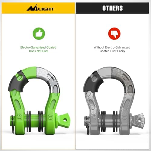 Nilight Mega D-Ring Shackles, 3/4" Heavy Duty Recovery Tow Shackle