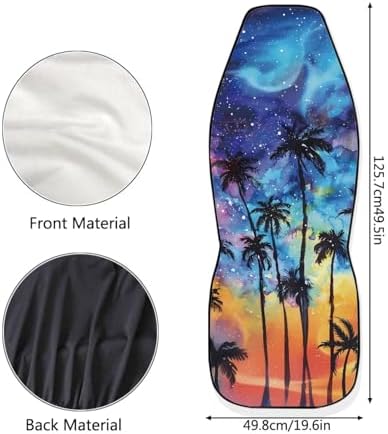 Palm Tree Starry Night Car Seat Covers Set of 2, Universal Front Car Seats Vehicle Enterior Protector Suitable Fits Most Car Auto SUV Sedan Truck Easy to Install