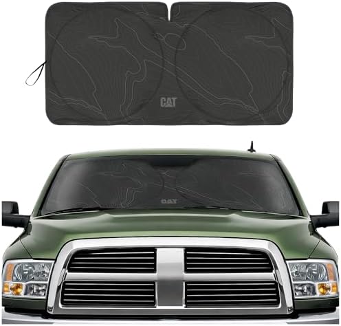 Windshield Sun Shade for Ram 3500 2010-2018, Foldable Truck Sunshade, UV Heat Blocker, Front Window Sun Shield, Interior Protection, Keeps Cab Cool, Heavy Duty Truck Accessory - Charcoal