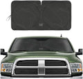 Windshield Sun Shade for Ram 3500 2010-2018, Foldable Truck Sunshade, UV Heat Blocker, Front Window Sun Shield, Interior Protection, Keeps Cab Cool, Heavy Duty Truck Accessory - Charcoal