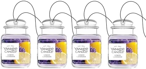 Yankee Candle Car Jar Ultimate Air Freshener, Hanging Car Freshener, Long Lasting Car Fragrance (Lemon Lavendar)