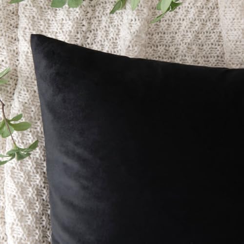 Velvet Throw Pillow Covers 16x16 Black Decorative Couch Cushion Cases Pillowcases Soft Solid Warm Cozy Square Home Decor for Sofa Chair Bedroom Car Set of 2 pieces, 16"x16 - Image 3