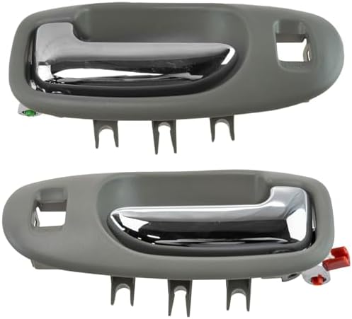 TRQ Front Interior Door Handle Pair LH & RH Set Grey & Chrome