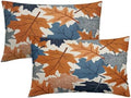 Fall Pillow Covers 12x20 Set of 2 Burnt Orange Blue Maple Leaf by Unknown
